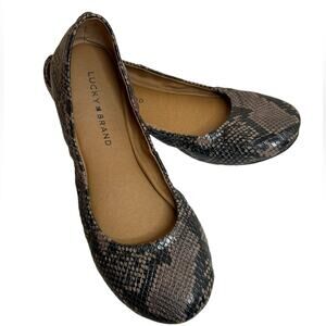 Lucky Brand Emmie snake print embossed vegan leather ballet flats. Size 8